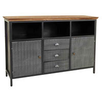 SIDEBOARD aus Metall und Holz, Schwarz, 122x36x83 cm - Multicolor, Metall (121.5/82.5/36cm) - Wanderlust
