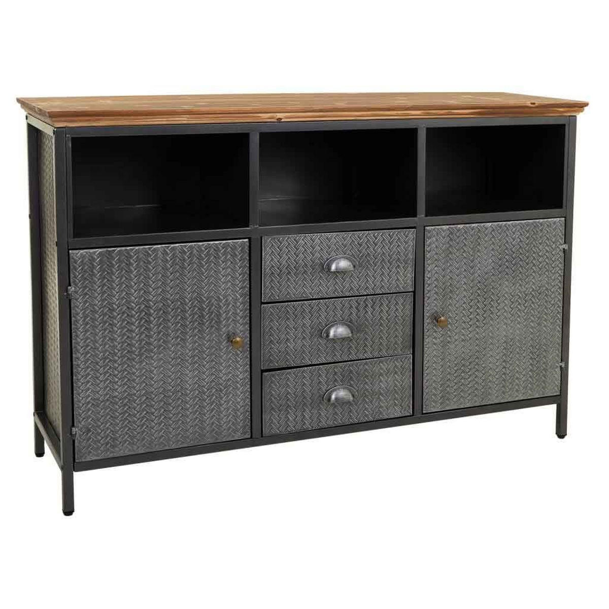 SIDEBOARD aus Metall und Holz, Schwarz, 122x36x83 cm - Multicolor, Metall (121.5/82.5/36cm) - Wanderlust
