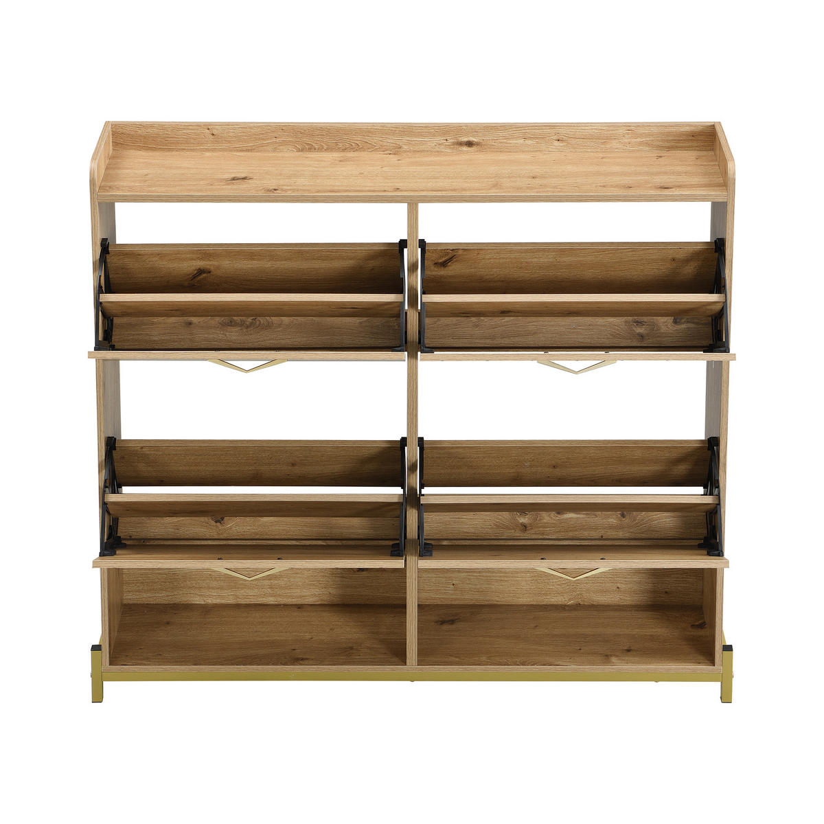 SCHUHSCHRANK aus MDF 108,5x24x100cm in Naturfarben mit Metallfüßen - Naturfarben, Holzwerkstoff (108.5/100/24cm) - Modfu