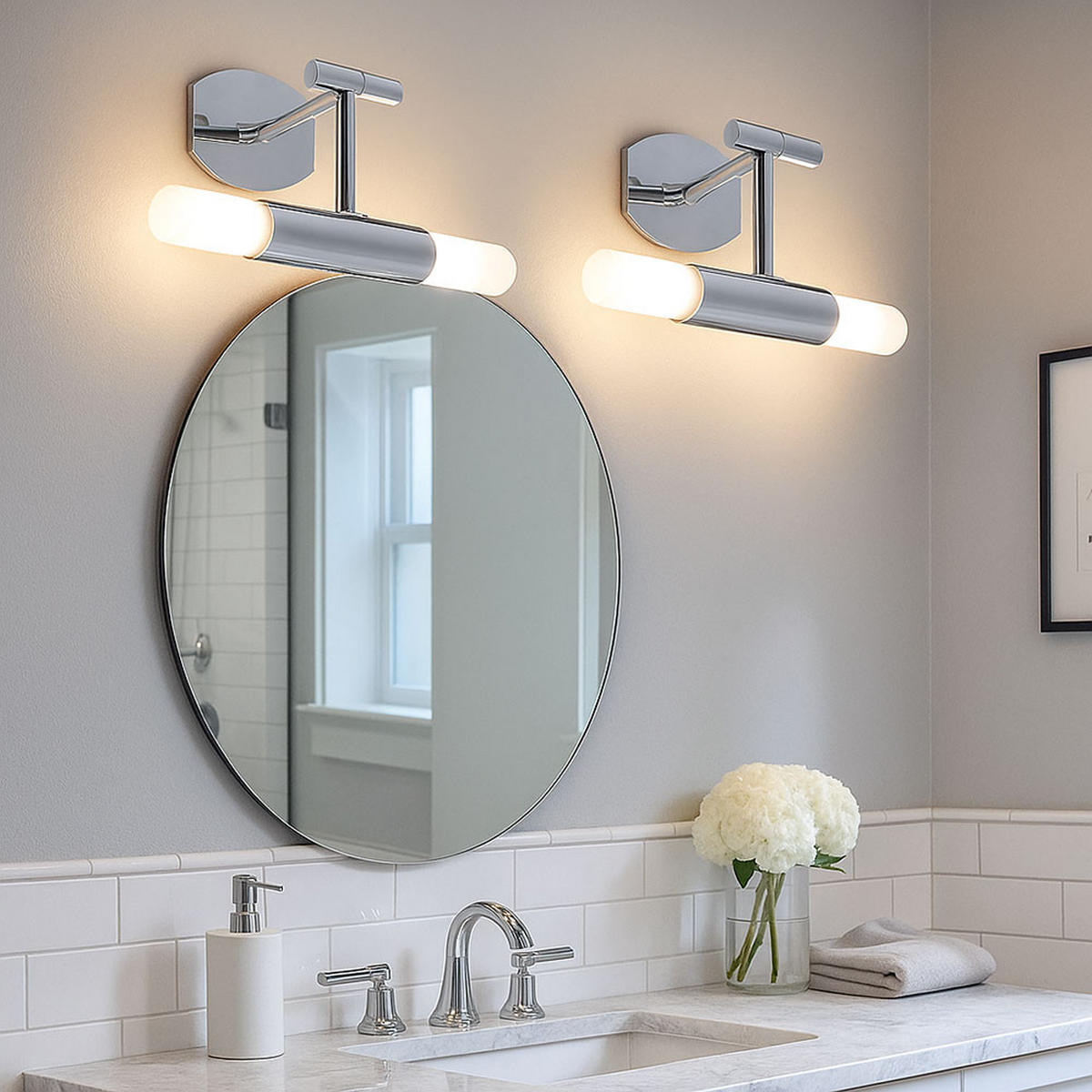 LED WANDLEUCHTE Chrom Glas Weiß schwenkbar - Silberfarben, Glas (23/6.5/26cm) - Briloner