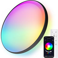 DECKENLEUCHTE CE1533 Schwarz LED APP CCT RGB - Schwarz, Kunststoff (30.5/30.5/5.5cm) - LOVHAUS