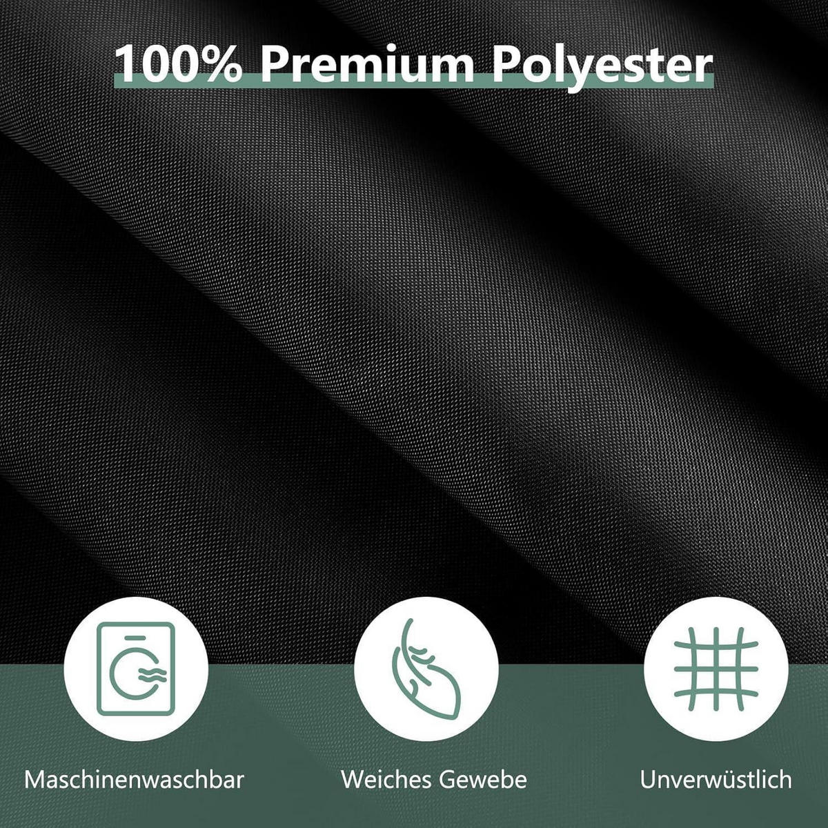 DUSCHVORHANG 180 x 200 cm Schwarz Wasserabweisend Anti-Schimmel - Schwarz, Textil (180/200cm)