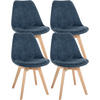 STUHL 4er Set Cord dunkelblau - Eukalyptusholzfarben/Dunkelblau, Holz/Textil (49/83/50cm) - CLP