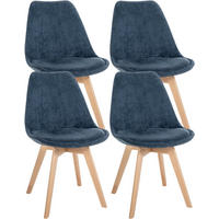 STUHL 4er Set Cord dunkelblau - Eukalyptusholzfarben/Dunkelblau, Holz/Textil (49/83/50cm) - CLP