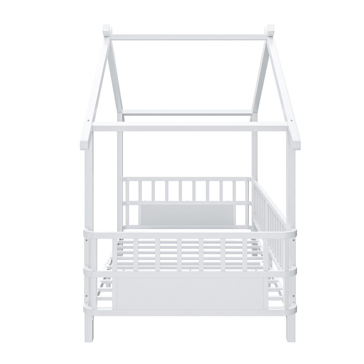 HAUSBETT 90x200 Metall Sicherheitsgitter Weiß - Weiß, Metall (90/200cm) - FLIEKS