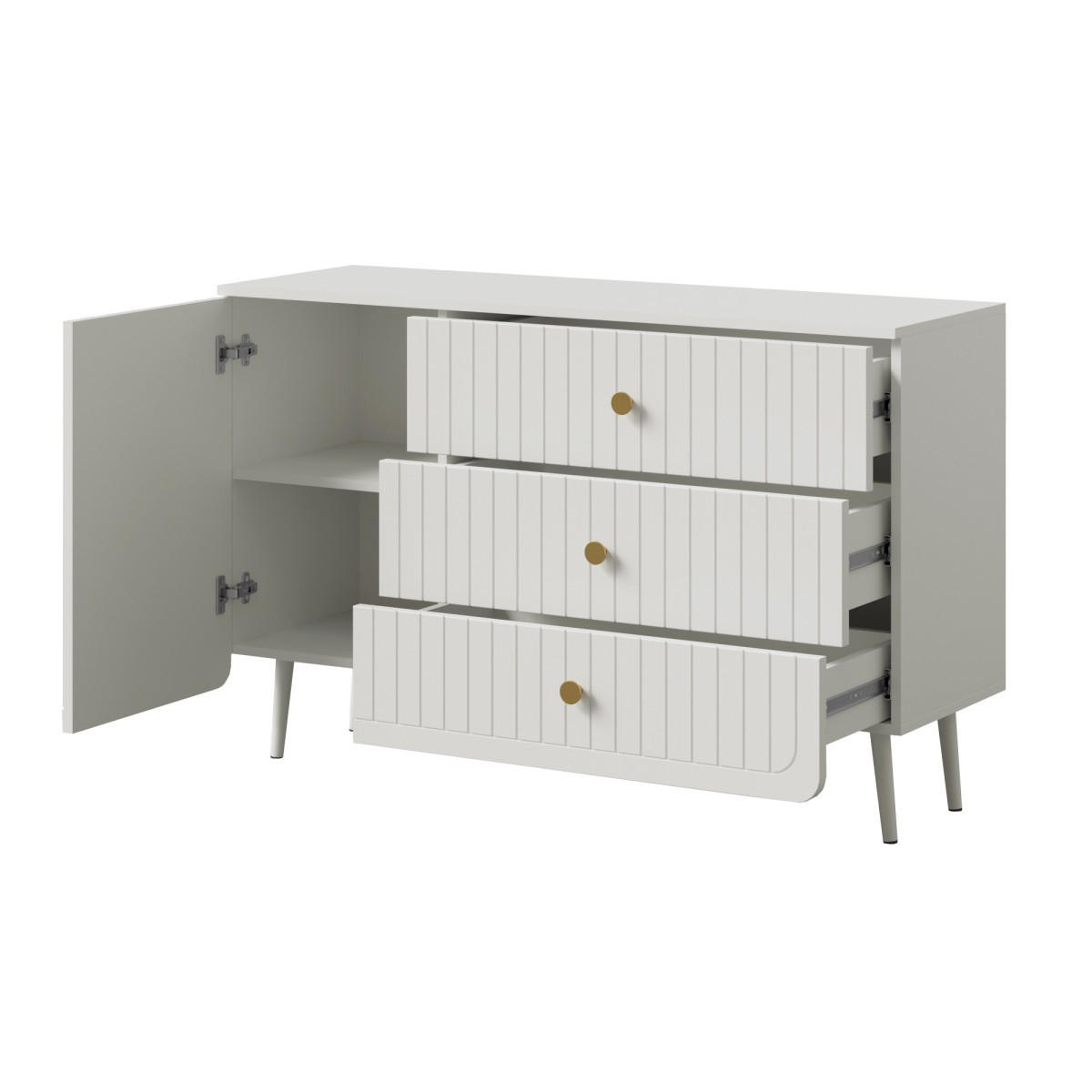 KOMMODE mit Schubladen Chloe 1D3S 120 Weiß (schwarzer oder goldener Griff) - Schwarz/Weiß, Holzwerkstoff/Kunststoff (120/78/40cm) - mzm24