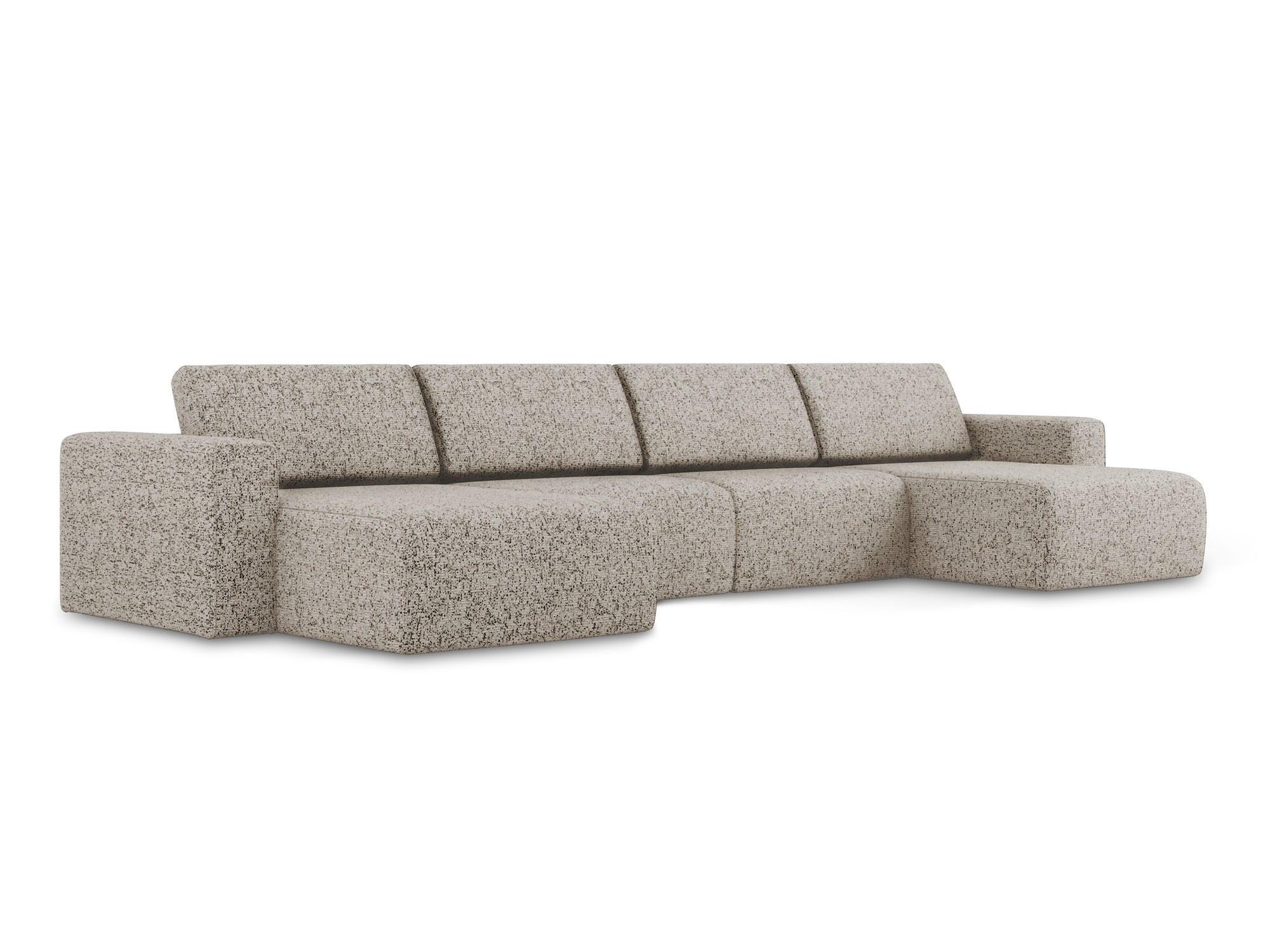 WOHNLANDSCHAFT Strukturstoff Stoff Beige - Beige/Gelb, Kunststoff/Textil (404/80/167cm) - Makamii