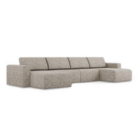 WOHNLANDSCHAFT Strukturstoff Stoff Beige - Beige/Gelb, Kunststoff/Textil (404/80/167cm) - Makamii