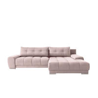 ECKSOFA WAVE Mit Schlaffunktion, Stoff SORO, Rosa Rechts - Rosa, Holz (281/105cm) - Kaiser Möbel