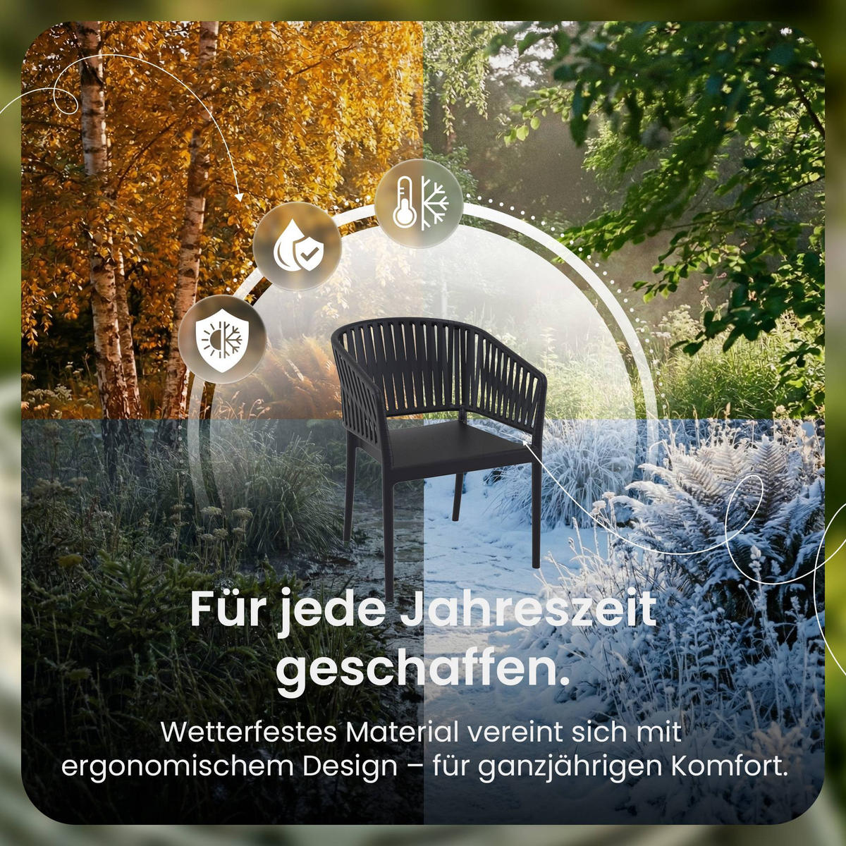 GARTENSTUHL 6er Set Kunststoff Schwarz - Schwarz, Kunststoff (58/80/58cm) - CLP