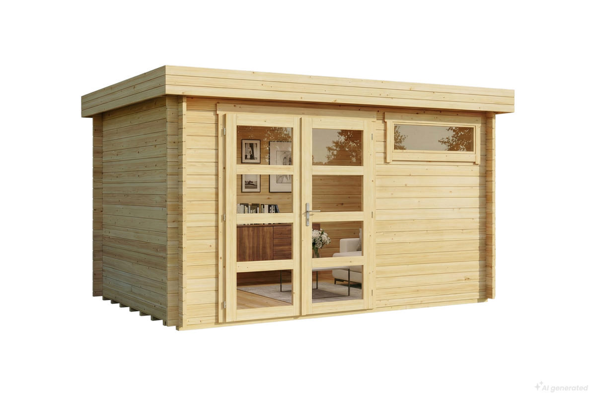 GARTENHAUS Holz Leandro - Naturfarben, Holz (394/217/268cm) - Alpholz