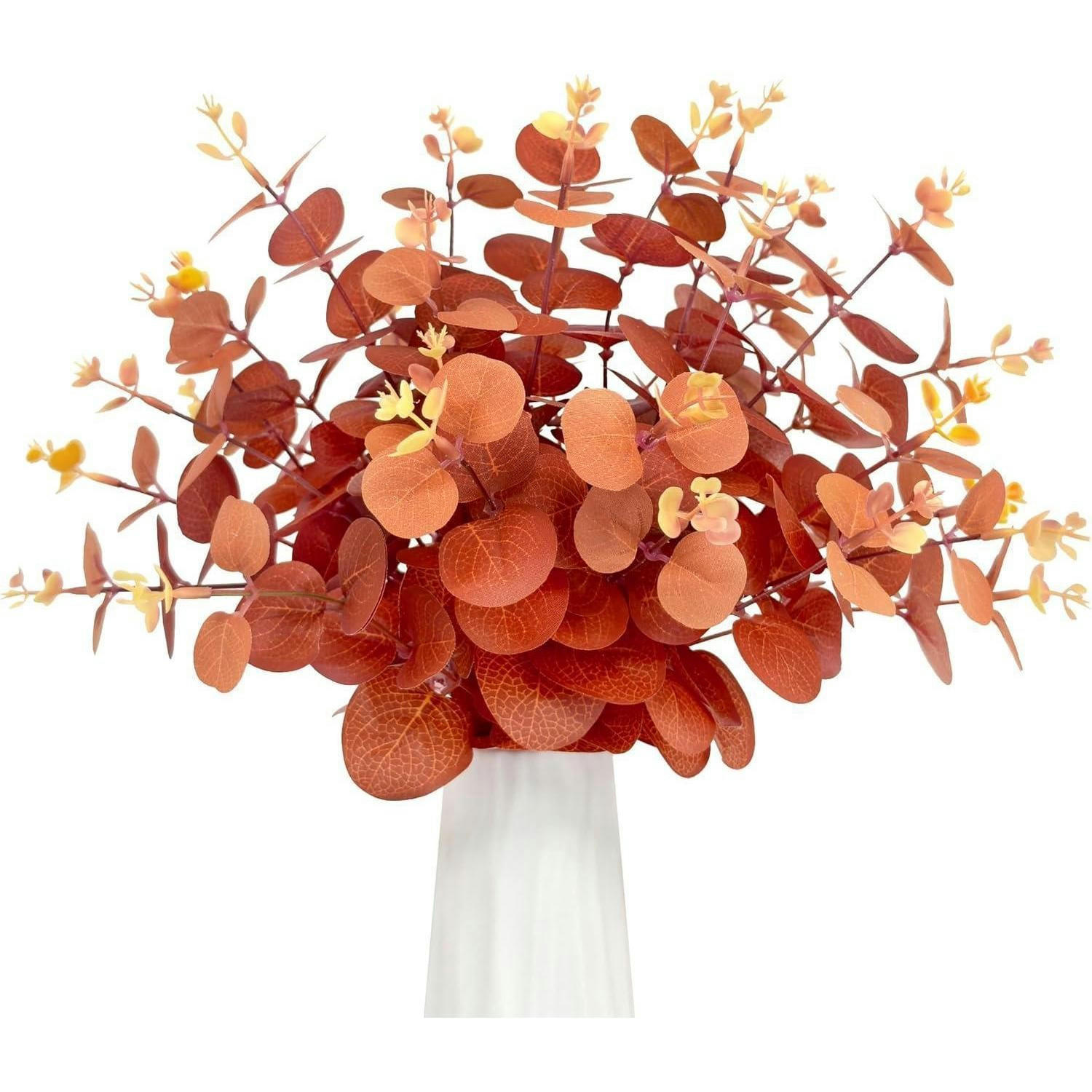 KUNSTZWEIGE Eukalyptus 30 Stück 31cm Herbstfarben - Orange, Textil (32cm)