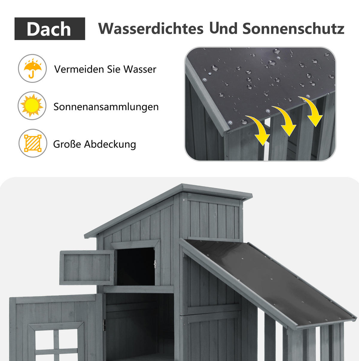GARTENSCHRANK 124/46/174 cm mit 2 Ablagen und großem Stauraum aus Tannenholz, Grau - Grau, Holz (46/174/124cm) - Redom