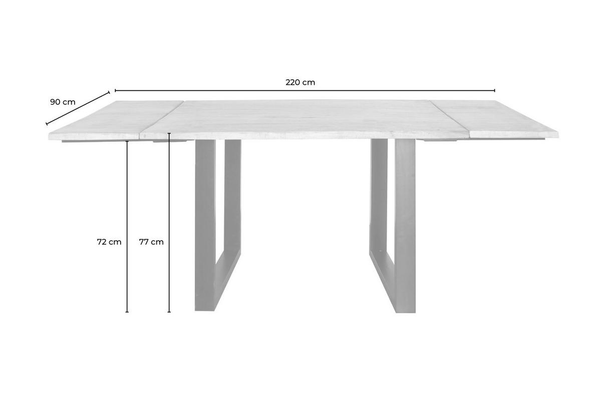 ESSTISCH LORE Holz Akazie - Zwetschgeholzfarben/Schwarz, Holz/Metall (90/140/77cm) - KAWOLA