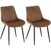 STUHL 2er Set Samt braun - Schwarz/Braun, Textil/Metall (46/82/61cm) - CLP
