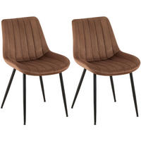 STUHL 2er Set Samt braun - Schwarz/Braun, Textil/Metall (46/82/61cm) - CLP