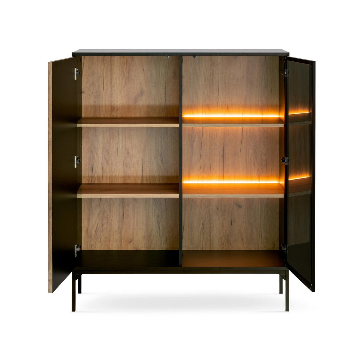 KOMMODE Lampy Schwarz - Schwarz, Holzwerkstoff (104/126/39cm) - Pillovely
