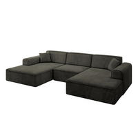 WOHNLANDSCHAFT IREA-U1-v3 - 303x171x79 cm Schwarz - Schwarz, Holzwerkstoff/Textil (303/79/171cm) - ALTDECOR