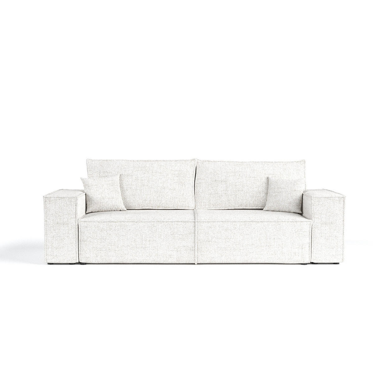 SOFA RESSO mit Schlaffunktion Creme im Neve Stoff - Creme/Schwarz, Holz/Holzwerkstoff (255/70/105cm) - AltaBeds