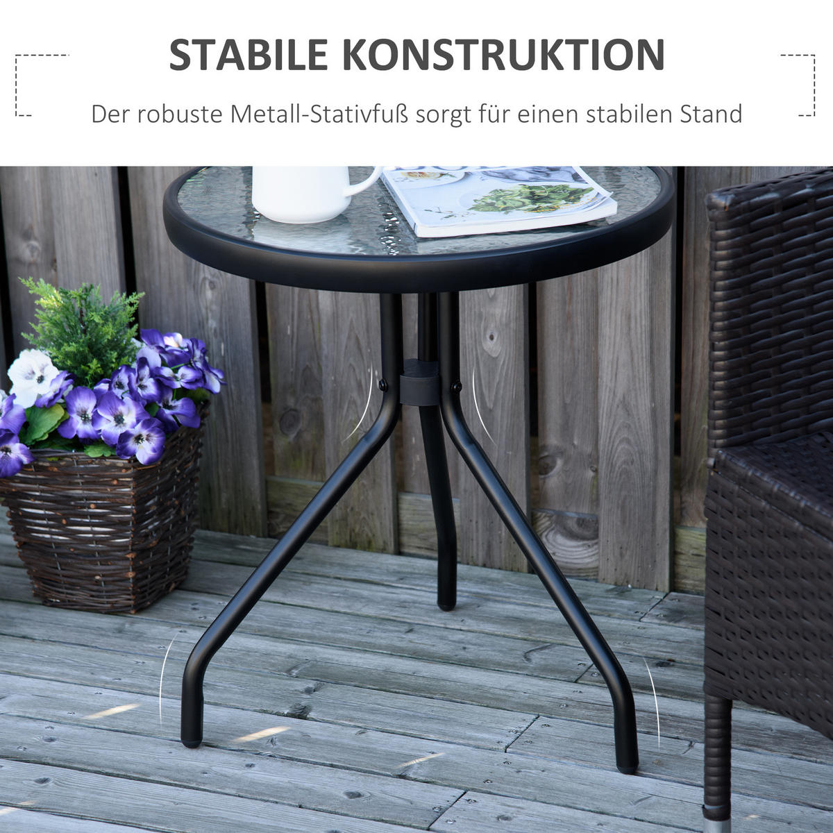 BEISTELLTISCH rund Ø50/55 cm Schwarz - Schwarz, Metall (50/50/55cm) - Outsunny