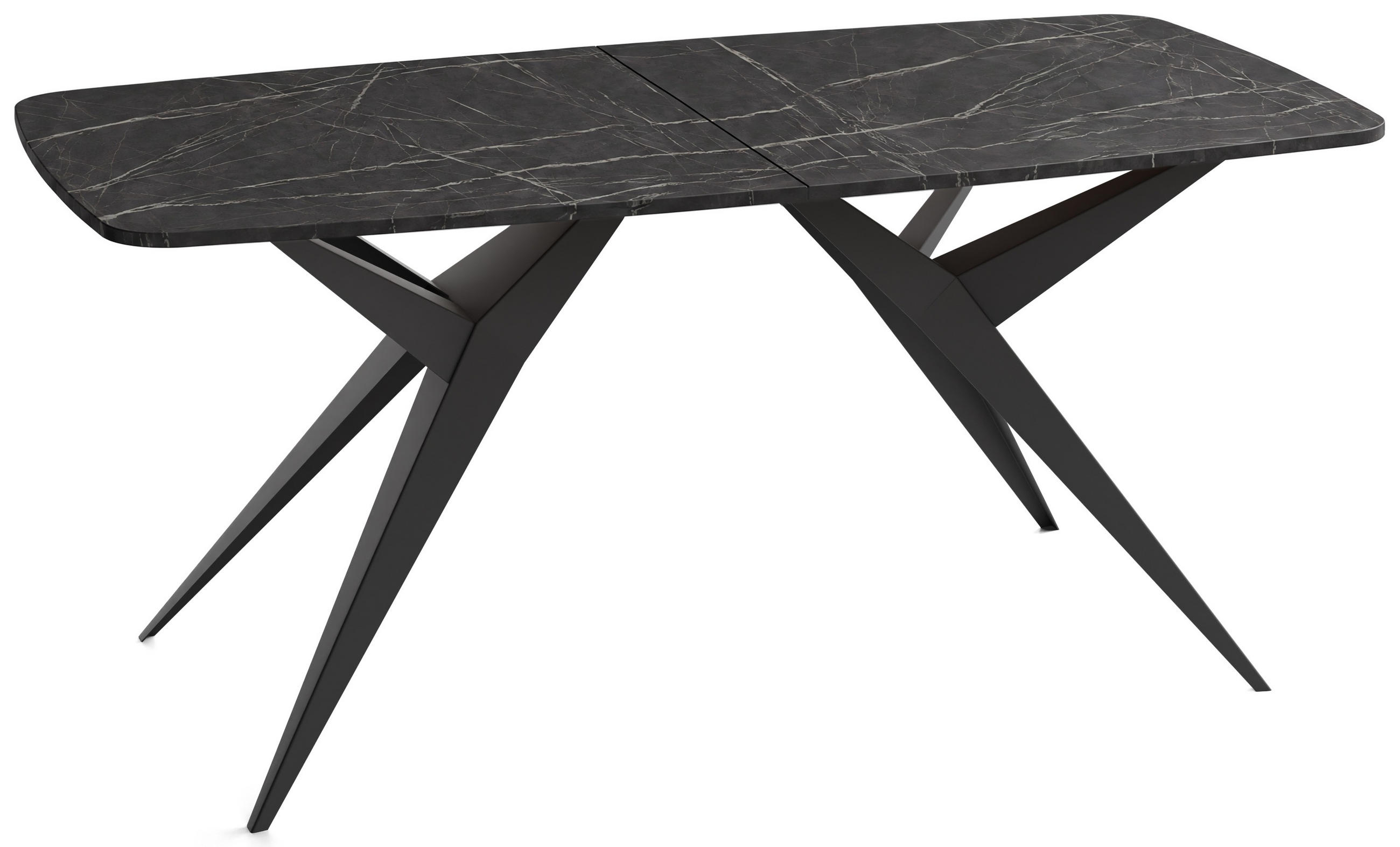 ESSTISCH Trax ausziehbar rechteckig oval, Marmor Schwarz 160-240/90/76 - Anthrazit/Schwarz, Holzwerkstoff/Metall (90/236/76cm) - WFL GROUP