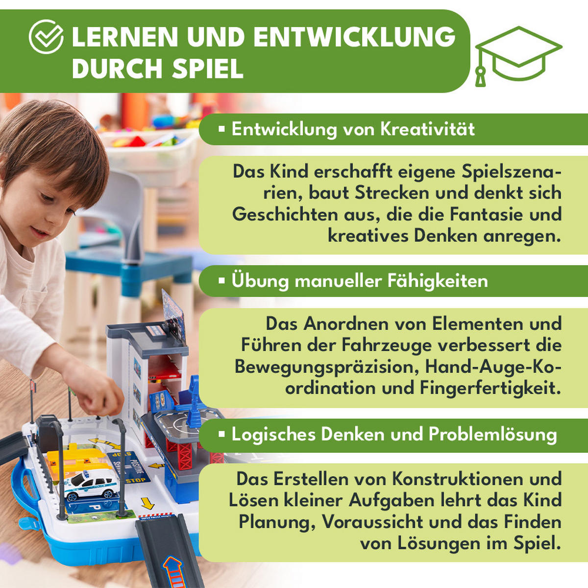 PARKHAUS Polizei Spielzeug für Kinder - Multicolor, Kunststoff (25/8/28cm) - KRUMAD