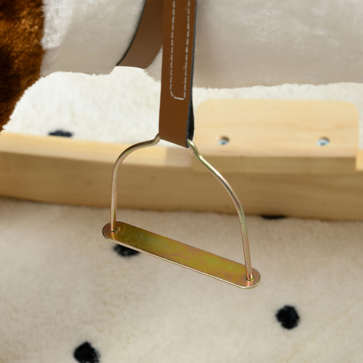 KINDER SCHAUKELTIER, Braun, Pappelholz+ Plüsch (100% Polyester) - Braun, Holz (26/62/68cm) - HOMCOM