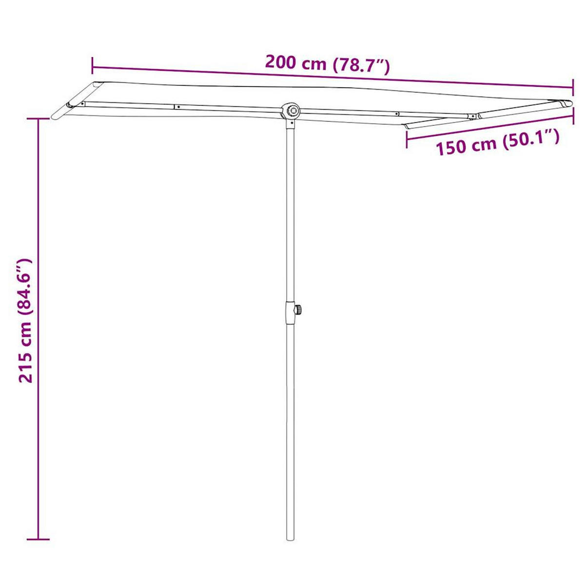 SONNENSCHIRM Mit Aluminium-Mast 2/1.5 M Anthrazit - Anthrazit, Textil (200/150cm) - vidaXL