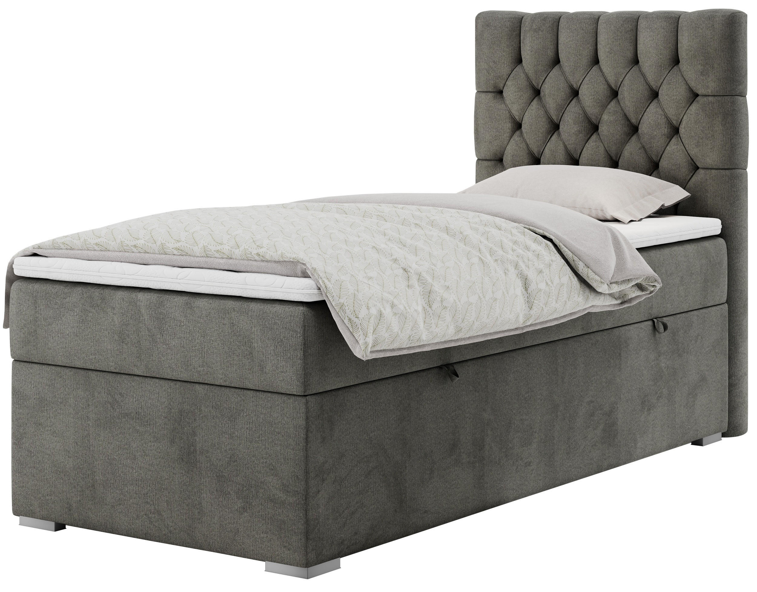 BOXBETT PERA 90/200 Dunkelgrau Velvet - H4 - Rechts Seite - Dunkelgrau, Holz/Textil (90/200cm) - MKS