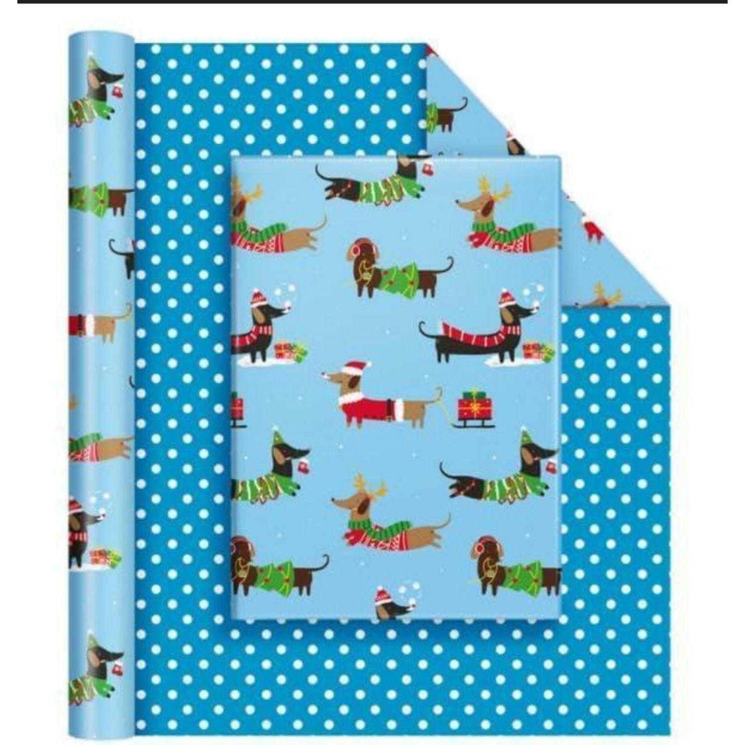 GESCHENKPAPIERROLLE mit Dackelmotiv 43 cm x 10 m - Blau, Papier (43.2/0.1/1020cm)