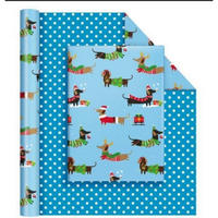 GESCHENKPAPIERROLLE mit Dackelmotiv 43 cm x 10 m - Blau, Papier (43.2/0.1/1020cm)