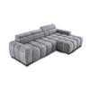 ECKSOFA OMBO 285x168x77/97 cm, Rechts, Schlaffunktion, elektr. Sitz, Kopfstützen, hydrophober EDEN-Stoff – Silber - Silberfarben, Holz/Textil (285/168cm) - DomoHome