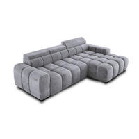 ECKSOFA OMBO 285x168x77/97 cm, Rechts, Schlaffunktion, elektr. Sitz, Kopfstützen, hydrophober EDEN-Stoff – Silber - Silberfarben, Holz/Textil (285/168cm) - DomoHome