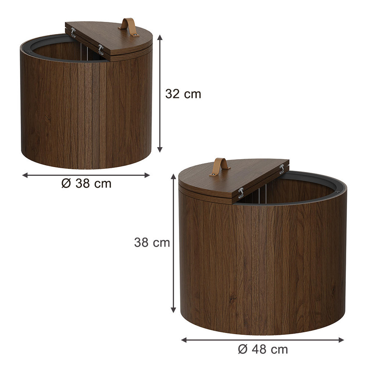COUCHTISCH-SET Tavilo Walnuss 48 x 48 cm 2 Teile - Walnussfarben, Holzwerkstoff (48/48/38cm) - Vicco