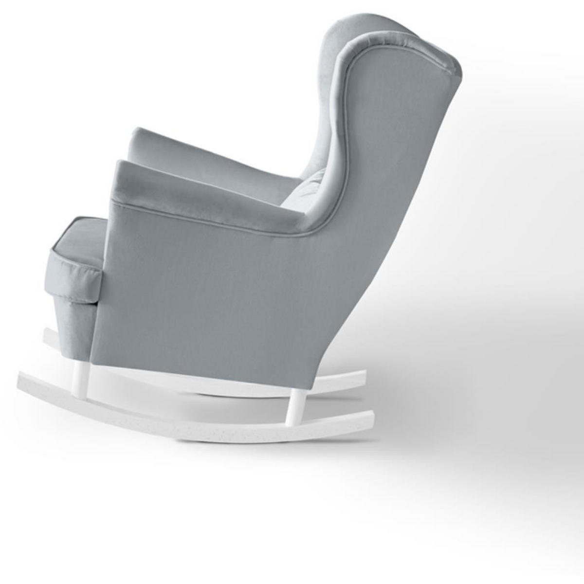 SCHAUKELSTUHL Fabio hellgrau mit Weiß Beinen - Hellgrau/Weiß, Textil (82/103/108cm) - Beautysofa