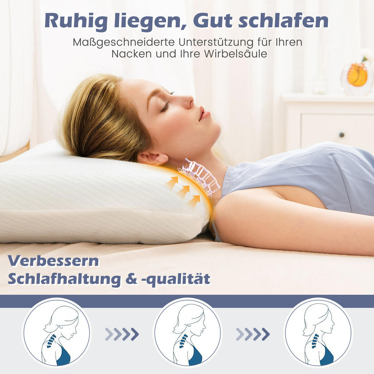 KOPFKISSEN 2er-Set Weiß - Weiß, Textil (40/60cm) - COSTWAY