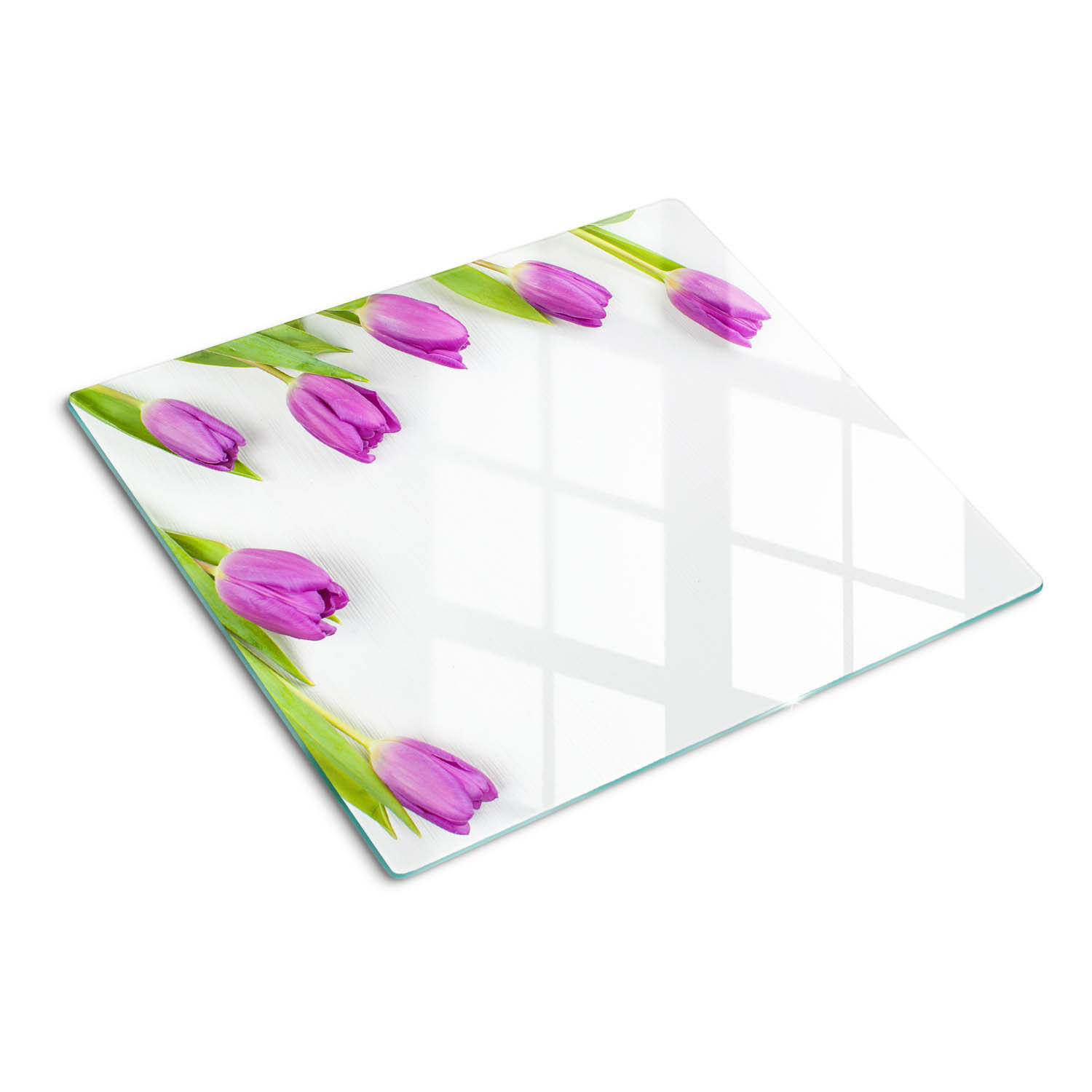 GLASPLATTE 60x52 cm Lila Tulpen - Lila, Glas (60/0.4/52cm) - TULUP