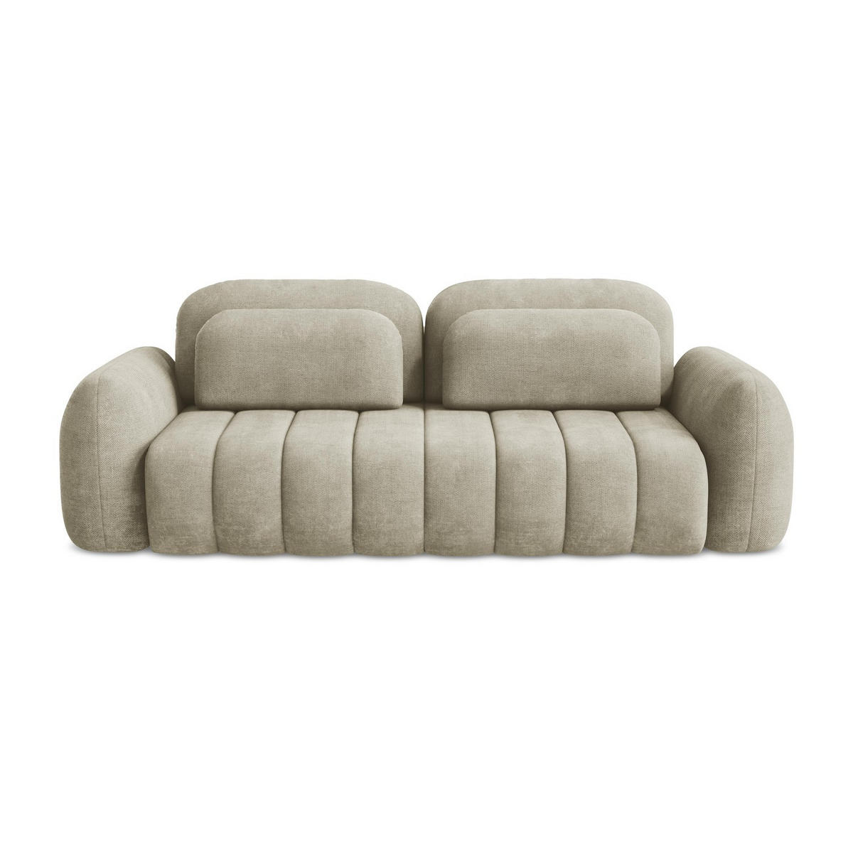 3-SITZER SOFA mit Schlaffunktion Chenille Stoff Beige - Beige/Schwarz, Holzwerkstoff/Kunststoff (266/95/121cm) - LaMiaSofa