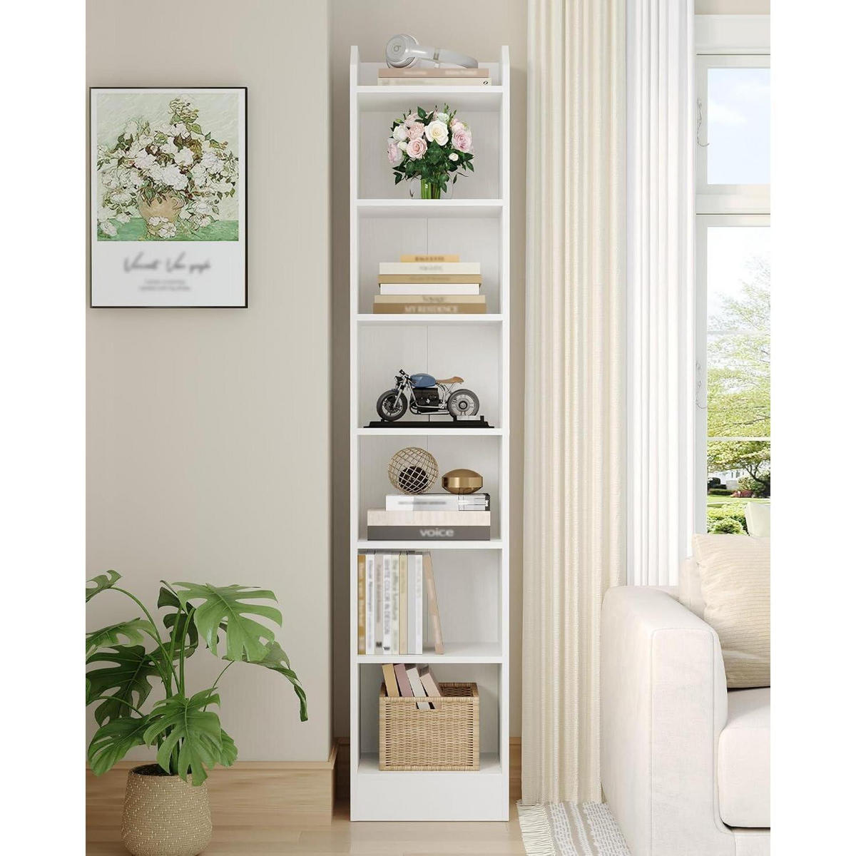 BÜCHERREGAL Standregal 7-stöckig Weiß 24 x 30 x 198 cm - Weiß, Holzwerkstoff (24/198/30cm)