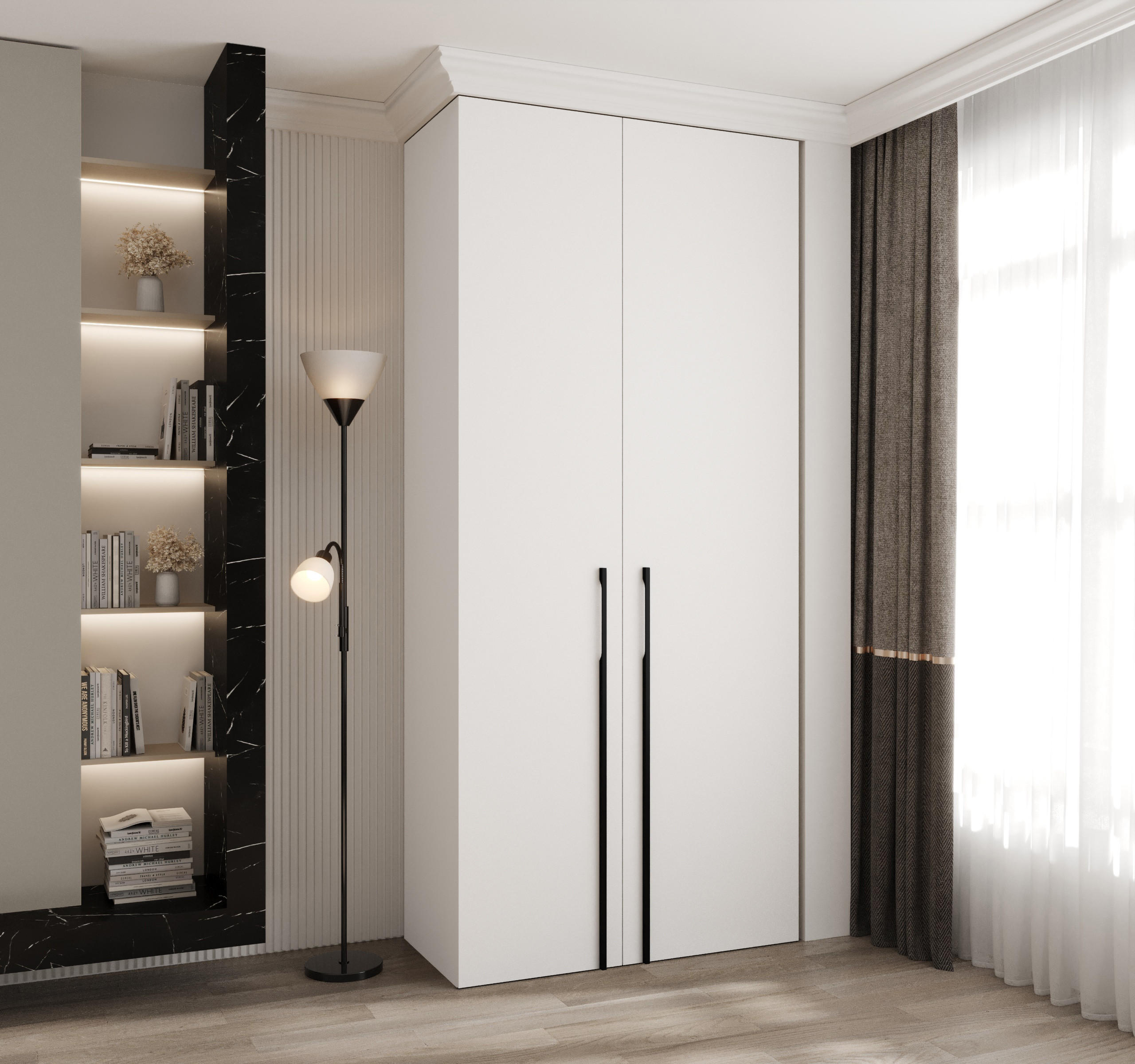 DREHTÜRENSCHRANK 245,5/110/50 2-türig - Schwarz/Weiß, Holz/Metall (110/245.5/50cm) - Abiks Möbel
