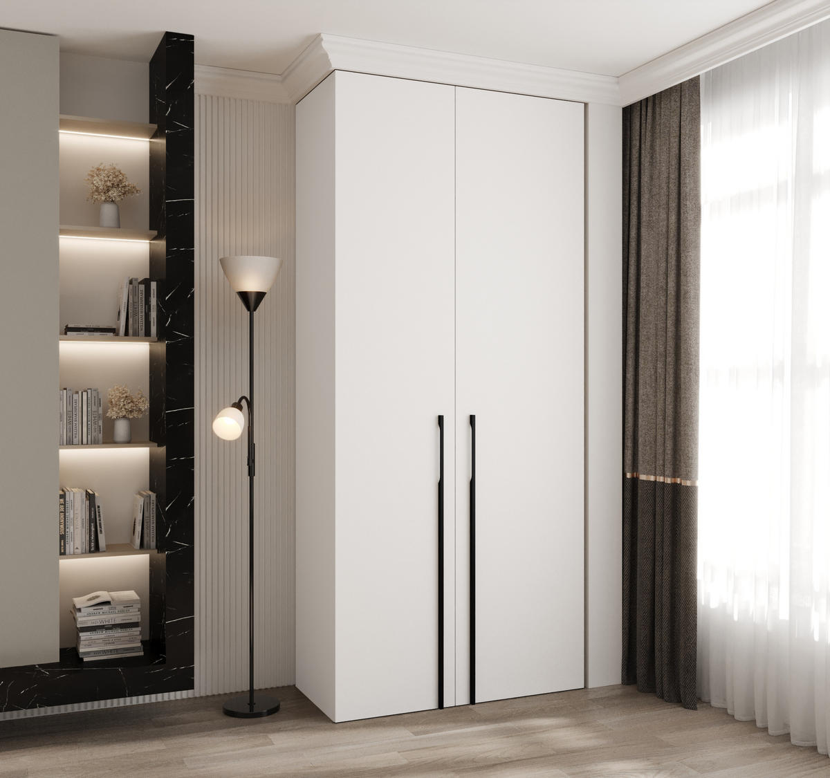 DREHTÜRENSCHRANK 245,5/110/50 2-türig - Schwarz/Weiß, Holz/Metall (110/245.5/50cm) - Abiks Möbel