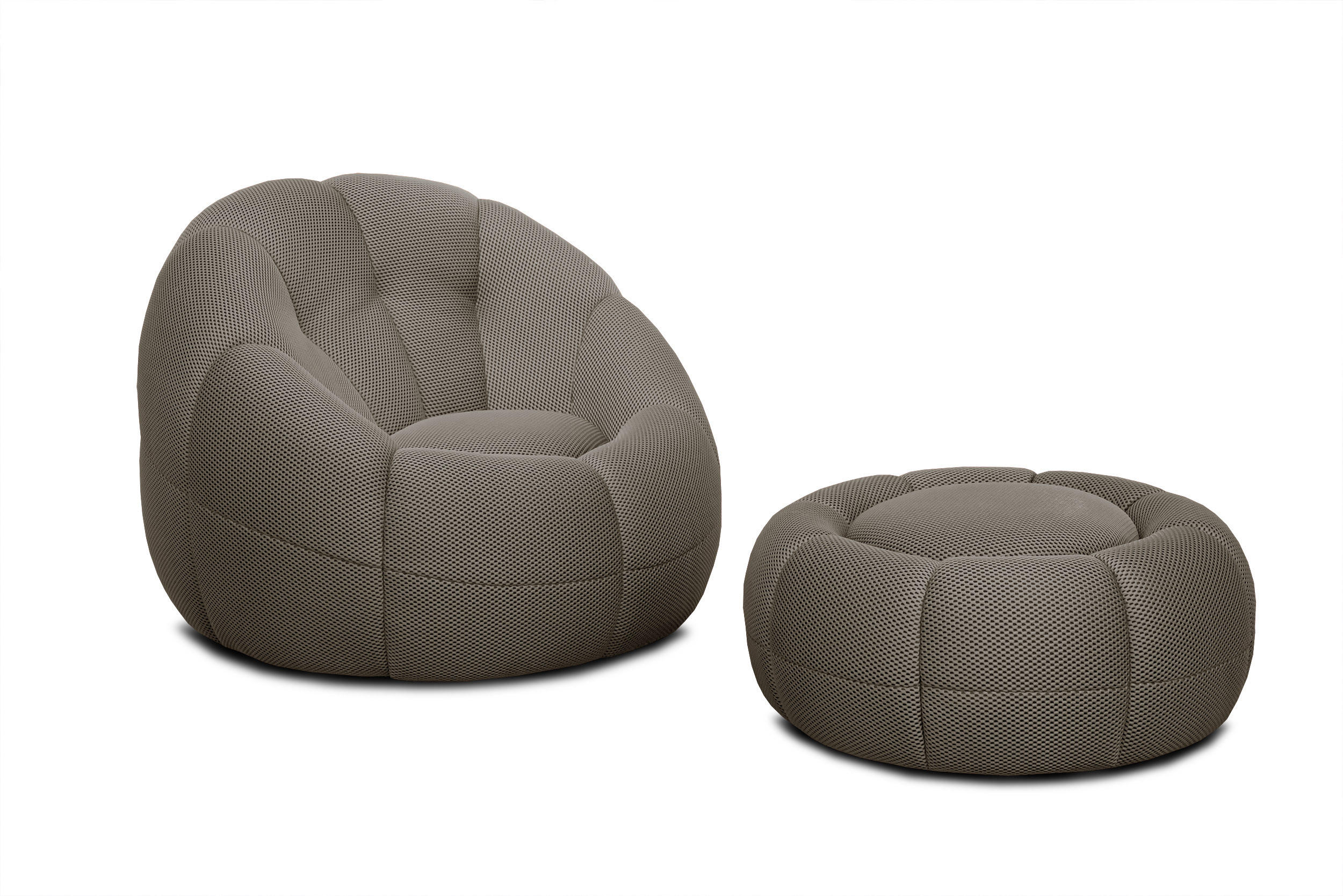 SESSEL UND POUF FIGO UND FAGO, taupe - Taupe, Holzwerkstoff/Textil (104/83/104cm) - Courtois Laville