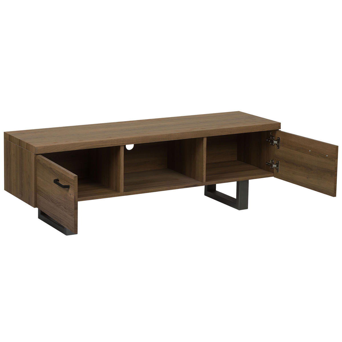 TV-MÖBEL Dunkelbraun, Grau TIMBER 41/140/47 cm - Dunkelbraun, Holzwerkstoff (140/47/41cm) - Beliani