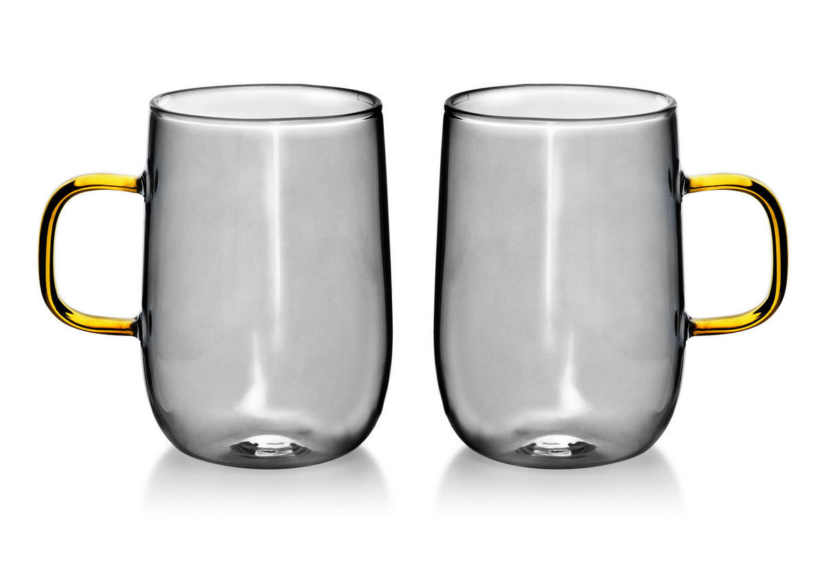 BECHER Peter 2er Set grau 10.5/7.5/11 cm Glas - Transparent, Glas (0.4L) - Mondex