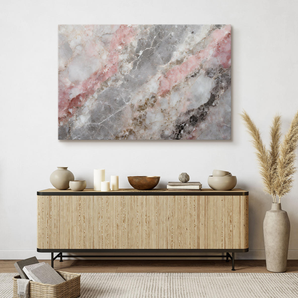 BILD für Wohnzimmer ABSTRAKTION Marmor Muster 40/30 cm - Weiß/Rosa, Textil (40/30cm) - Muralo