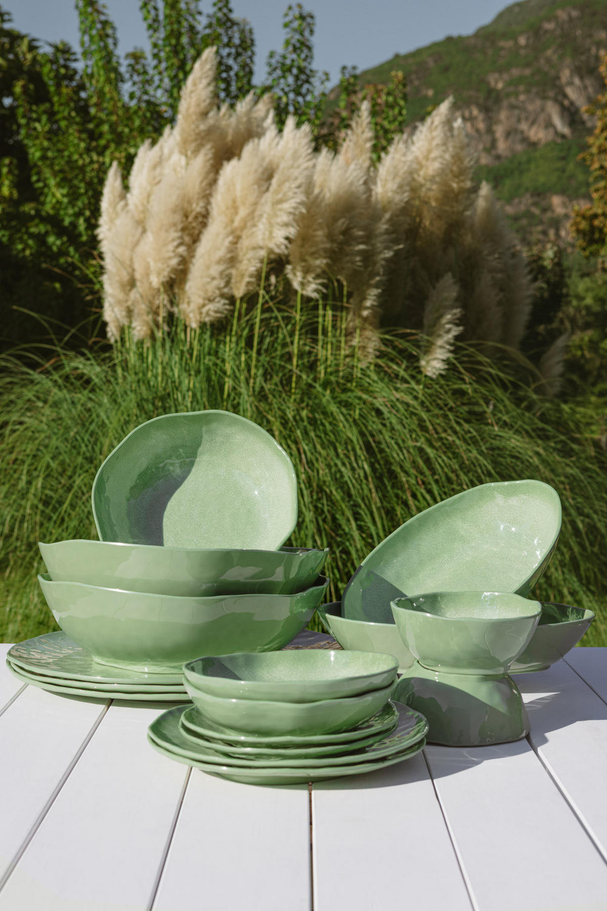 SCHÜSSEL / Salatschüssel Ø 36 cm Atmosfera grün - Currygelb, Kunststoff (21cm)