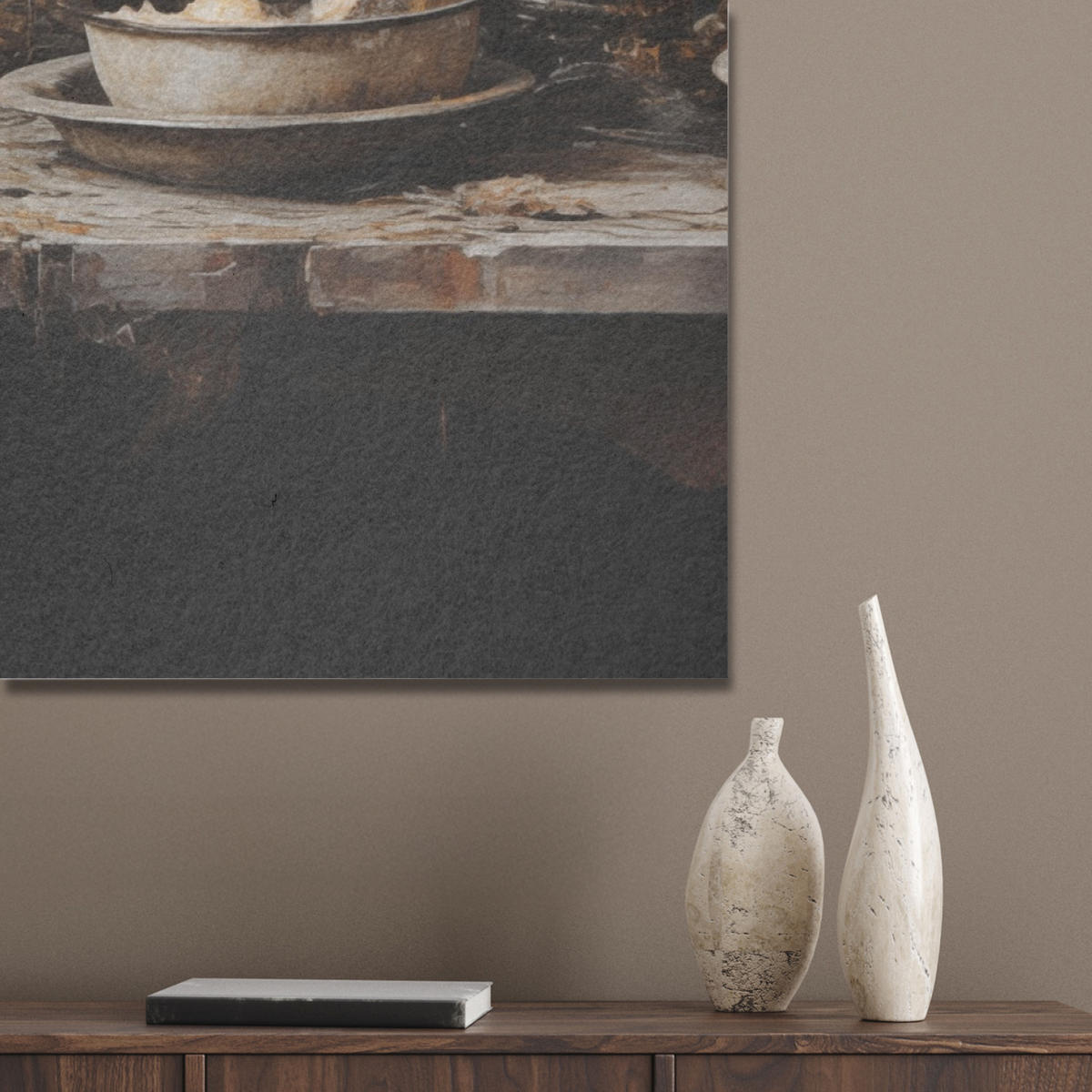 AKUSTIKPANEEL Stilleben - Blumen - Blumenstrauß - Vase - Wein 70x100 cm - Schwarz, Textil (70/0.9/100cm) - MuchoWow