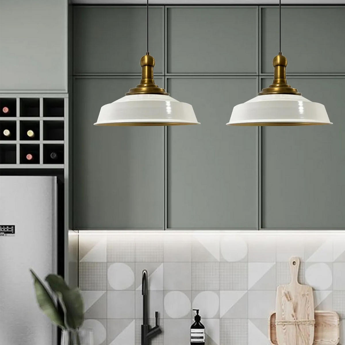 KÜCHENLAMPE Asletl Long-Knob 40/30 cm - Weiß, Metall (30/40/30cm) - Bamyum