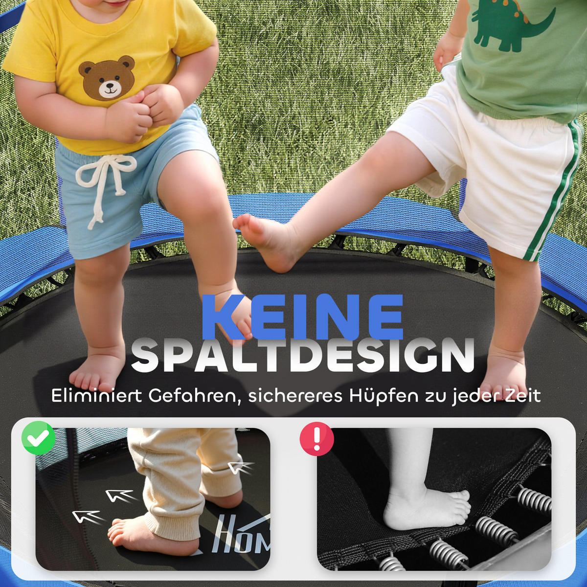 KINDERTRAMPOLIN - Blau, Kunststoff/Metall (140/140cm) - HOMCOM