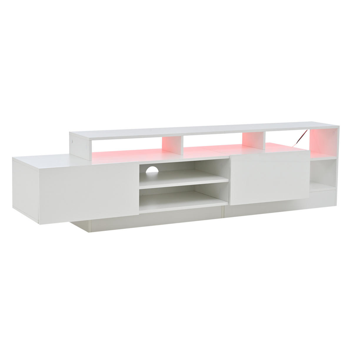 TV-LOWBOARD 190/40/48,5 cm Weiß aus Spanplatte mit LED - Weiß, Holzwerkstoff (190/48.5/40cm) - OKWISH